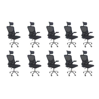 Kit 10 Cadeiras De Escritório Oficial Vegas Apoio Preto