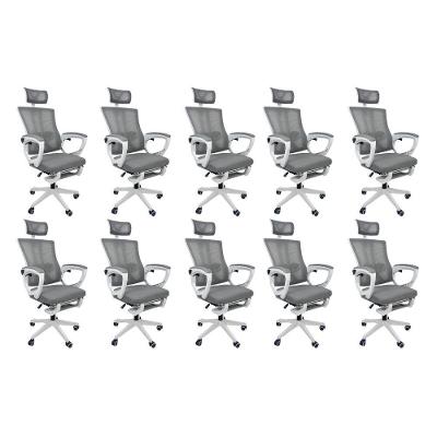 Kit 10 Cadeiras De Escritório Oficial Paris Cinza