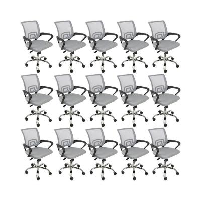 Kit 15 Cadeiras De Escritório Begonia Tela Mesh Cinza