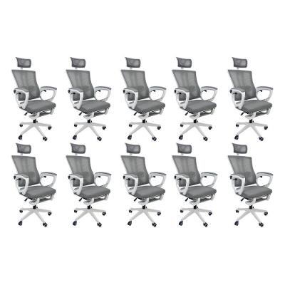 Kit 10 Cadeiras De Escritório Presidente  Paris Cinza 10