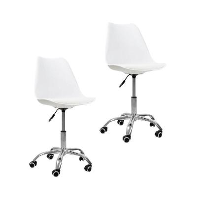 Kit 2 Cadeiras Office Com Rodízio Giratória Saarinen Branco
