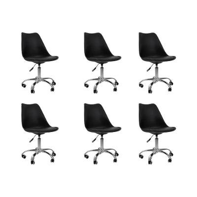 Kit 06 Cadeiras Office Oficial Cromada Giratória Saarinen Preto