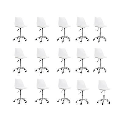 Kit 5 Cadeiras Office Base  Com Rodízio Giratória  Branco