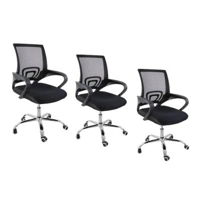 Kit 3 Cadeiras De Escritório  Begonia  Ergonômica Preto