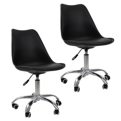 Kit 2 Cadeiras Office Com Rodízio Giratória Saarinen Preto