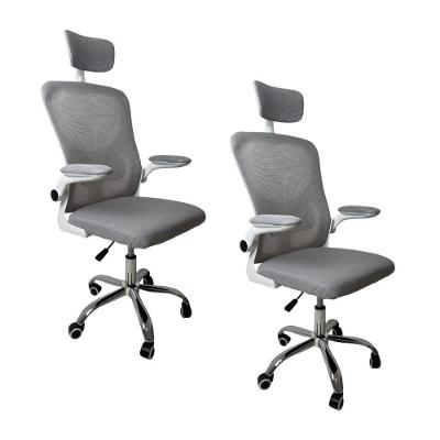 Kit 2 Cadeiras De Escritório  Vegas Com Apoio Cinza Branco