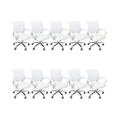 Kit 10 Cadeiras De Escritório Begonia Mesh Ergonômico Branco