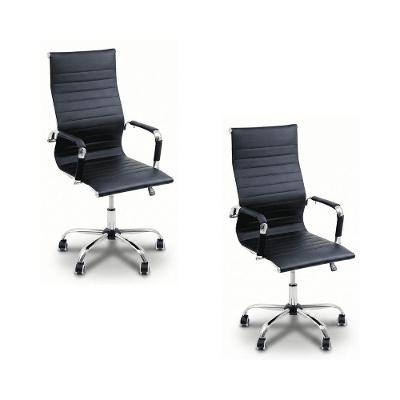 Kit 2 Cadeiras De Escritório Esteirinha Ergonomia Alta Preto
