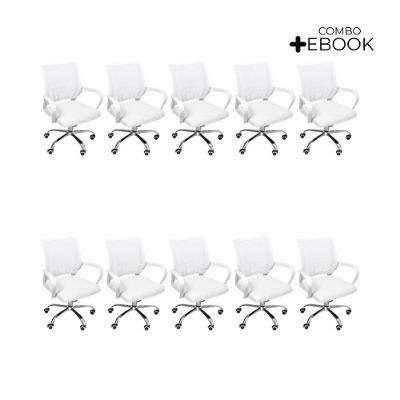 Kit 10 Cadeiras De Escritório  Begonia  Ergonômica Branco