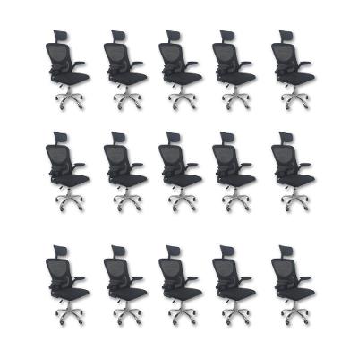 Kit 15 Cadeiras De Escritório Diretor  Vegas Com Apoio-Preto