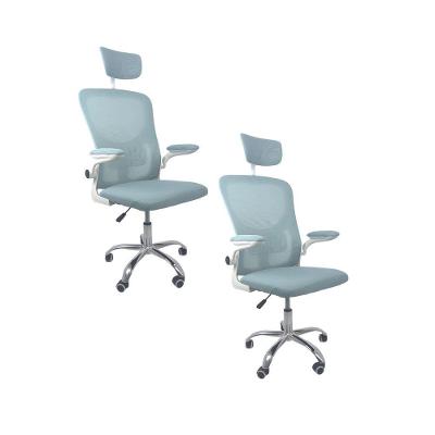 Kit 2 Cadeiras De Escritório Oficial Vegas Apoio Azul Branco