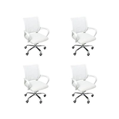 Kit 4 Cadeiras De Escritório  Begonia  Ergonômica Branco