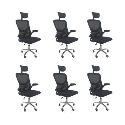 Kit 6 Cadeiras De Escritório Oficial Vegas Apoio Preto