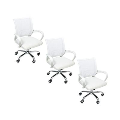 Kit 3 Cadeiras Escritório Oficial Begônia Ergonômico Branco