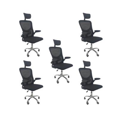 Kit 5 Cadeiras De Escritório Oficial Vegas Apoio Preto