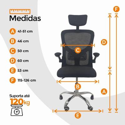 Kit 3 Cadeiras De Escritório Oficial Vegas Apoio Preto