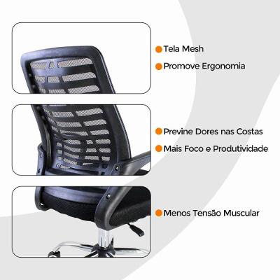 Kit 4 Cadeiras De Escritório Esteirinha Ergonômica Giratória