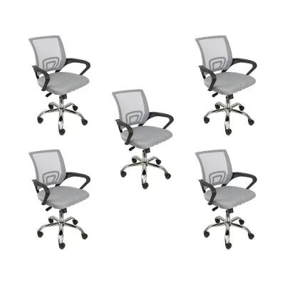 Kit 5 Cadeiras Escritório Oficial Begônia Ergonômico Cinza
