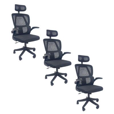 Kit 3 Cadeiras De Escritório Oficial Legacy Preto