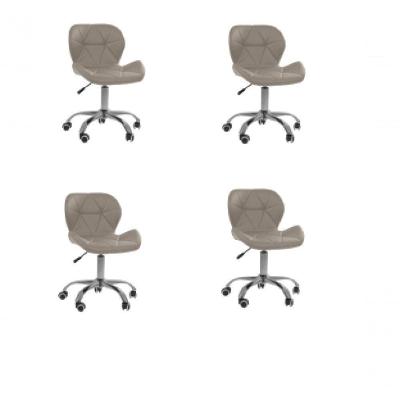 Kit 4 Cadeiras Office Eiffel Slim Ajustável Oficial Bege