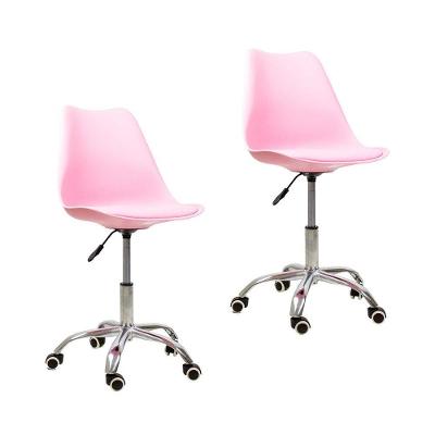 Kit 2 Cadeiras Office Com Rodízio Giratória Saarinen-Rosa