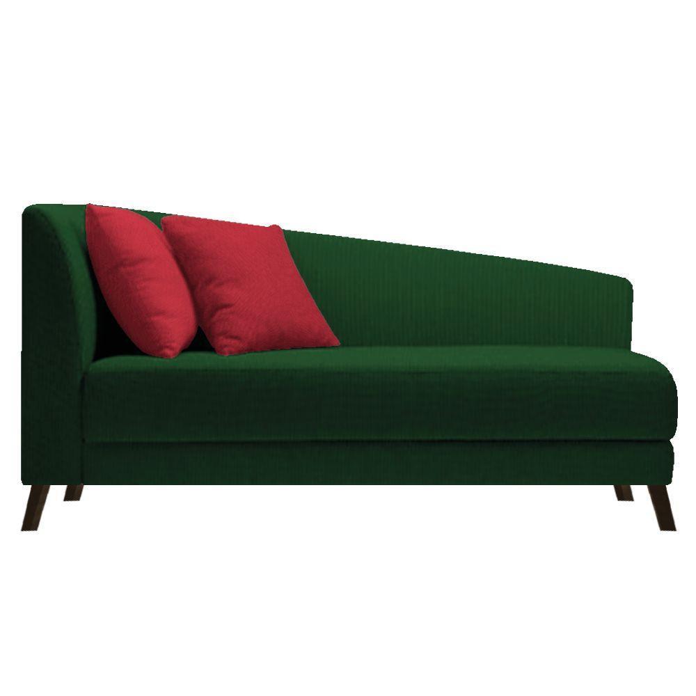 Recamier Heitor 185cm Com Almofada   Direito Suede Cor Verde/vermelho - 1