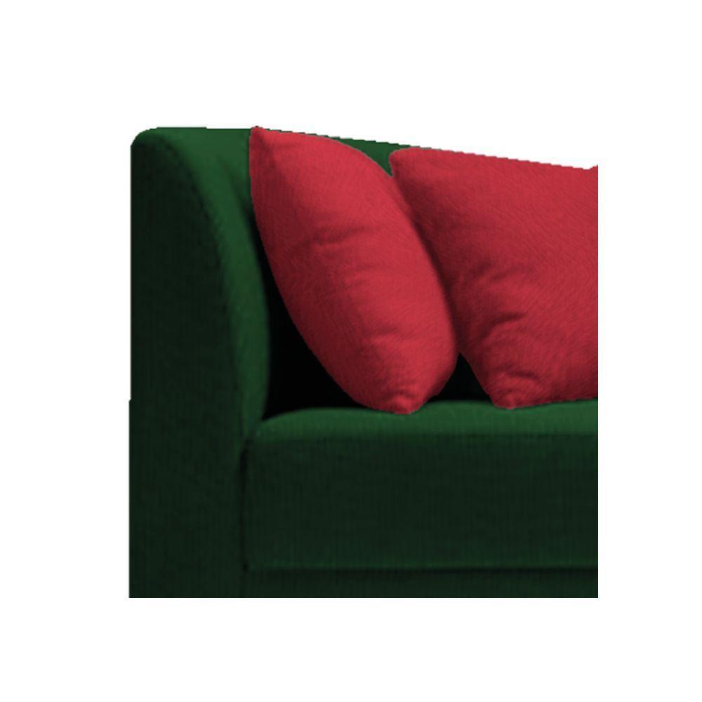 Recamier Heitor 185cm Com Almofada   Direito Suede Cor Verde/vermelho - 3