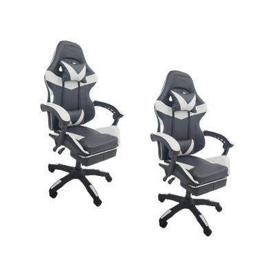 Kit 2 Cadeiras Gamer Stillus  Apoio De Pés Preta / Branca
