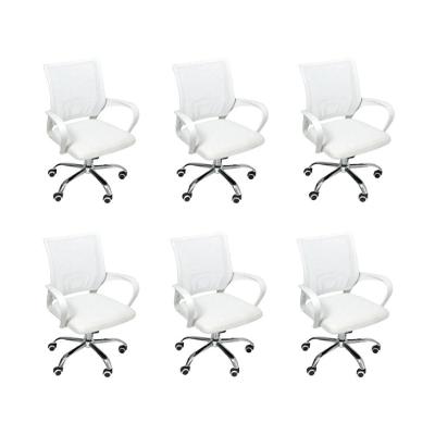 Kit 6 Cadeiras De Escritório  Begonia  Ergonômica-Branco