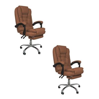 Kit 2 Cadeiras De Escritório Ergonômica Apoio  Pés-Marrom