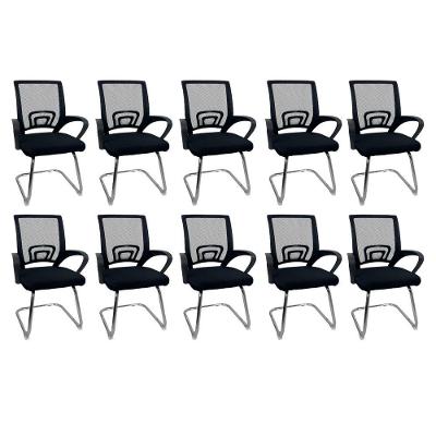 Kit 10 Cadeiras De Escritório Begônia Oficial Fixa