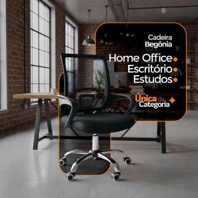 Kit 4 Cadeiras De Escritório Oficial Begonia Mesh Giratória
