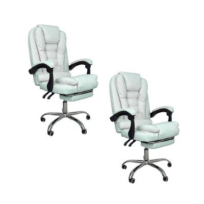 Kit 2 Cadeiras De Escritório Ergonômica Apoio  Pés-Branco