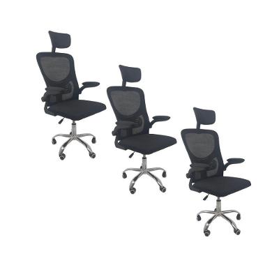 Kit 3 Cadeiras De Escritório Vegas Apoio-Preto