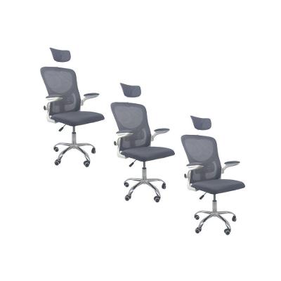 Kit 3 Cadeiras De Escritório  Vegas Apoio Cinza Branco