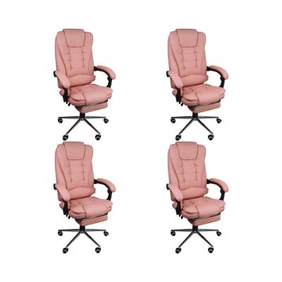 Kit 4 Cadeira  Ergonômica Apoio Para Pés Ajustável Rosa