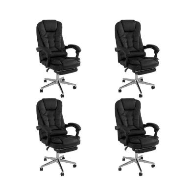 Kit 4 Cadeira Presidente Ergonômica Apoio Para Pés Ajustável Preto