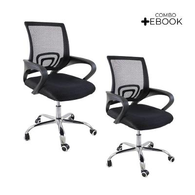 Kit 2 Cadeiras De Escritório Oficial Begonia Mesh Giratória