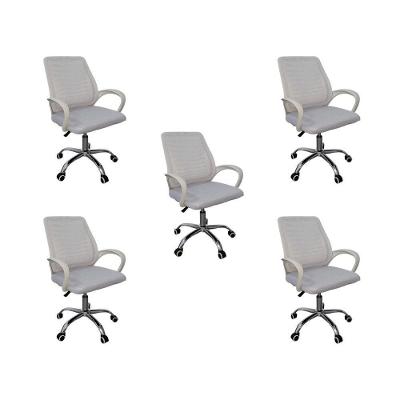 Kit 5 Cadeiras De Escritório Esteirinha Tela Mesh Ergonômico Branco