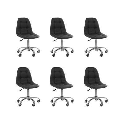 Kit 6 Cadeiras Office Eiffel Botonê Oficial Preto
