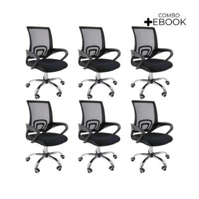 Kit 6 Cadeiras De Escritório Oficial Begonia Mesh Giratória