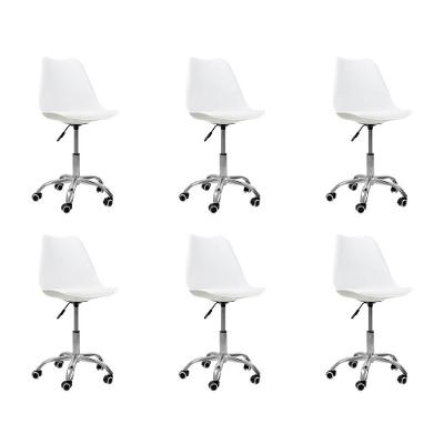 Kit 6 Cadeiras Office Base Cromada Giratória Saarinen Branco