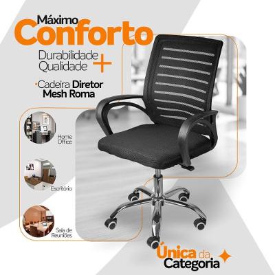 Kit 6 Cadeiras De Escritório Diretor Roma Oficial Ergonômica