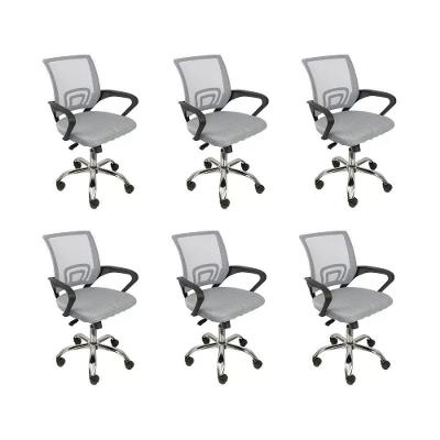 Kit 6 Cadeiras Escritório Oficial Begônia Ergonômico Cinza