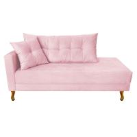 Recamier Azura 140cm Com Almofada Lado Direito Suede Cor Rosa Bebê - 1