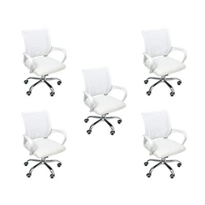 Kit 5 Cadeiras Escritório Oficial Begônia Ergonômico Branco