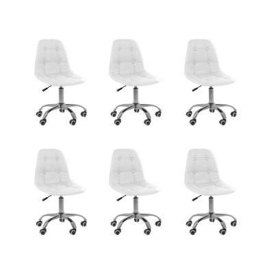 Kit 6 Cadeiras Office Eiffel Botonê Base-Branco