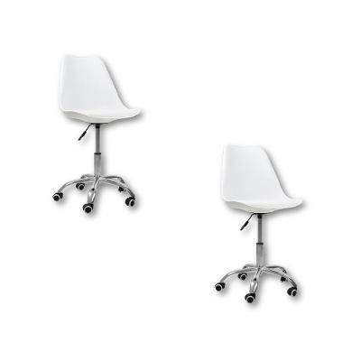 Kit 2 Cadeiras Office Base  Com Rodízio Giratória  Branco