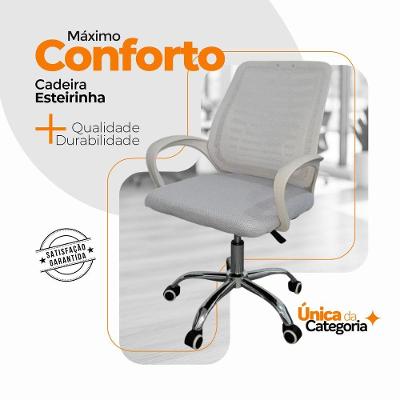 Kit 5 Cadeiras De Escritório  Ergonômica Giratória Branco