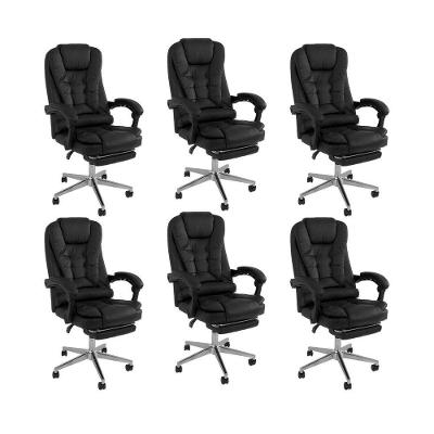 Kit 6 Cadeira Presidente Ergonômica Apoio Para Pés Ajustável Preto